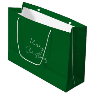 Merry Christmas Green White Custom Colourful Brigh Large Gift Bag