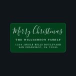 Merry Christmas Green White Return Address Label<br><div class="desc">Add some extra cheer to your holiday cards and invitations with our festive Merry Christmas return address labels. This stylish Christmas design features 'Merry Christmas' in white handwritten chic script calligraphy on a green background. Simply add your name and address. Exclusively designed for you by Happy Dolphin Studio. If you...</div>