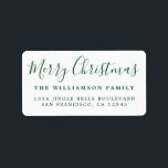 Merry Christmas Green White Return Address Label<br><div class="desc">Add some extra cheer to your holiday cards and invitations with our festive Merry Christmas return address labels. This stylish Christmas design features 'Merry Christmas' in green handwritten chic script calligraphy on a white background. Simply add your name and address. Exclusively designed for you by Happy Dolphin Studio. If you...</div>