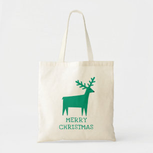 Merry Christmas. Green winter woodland reindeer Tote Bag