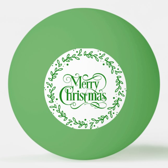 MERRY CHRISTMAS GREEN WREATH PING PONG BALL (Front)