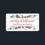 Merry Christmas Greenery CranBerries Gold Label<br><div class="desc">Chic, modern and simple botanical greenery Christmas gift label features your custom text in festive red elegant hand written script calligraphy on a white background with a stylish touch of watercolor eucalyptus greenery foliage, hand painted red berries and gold lines. Simply add your personal text and names. Exclusively designed for...</div>