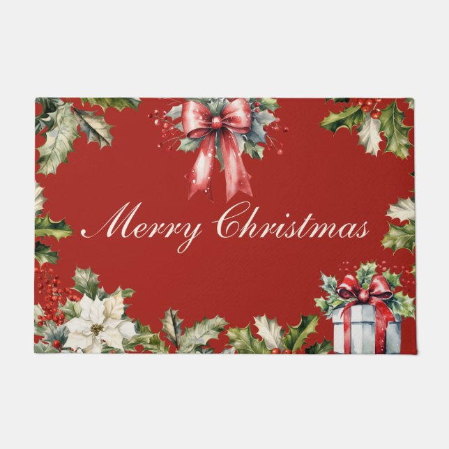 Merry Christmas Greenery  Doormat (Front)
