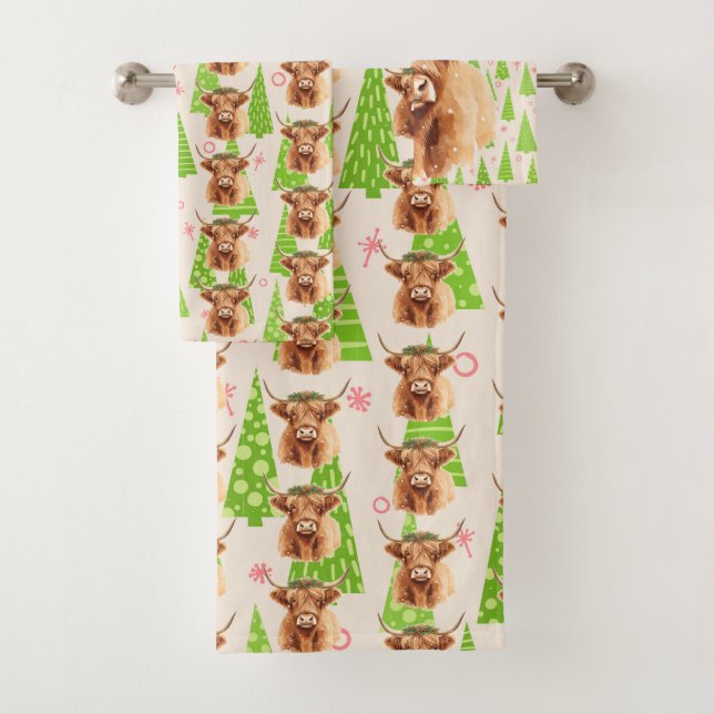 Merry Christmas Greenery Highland Miniature Cow (En situation)