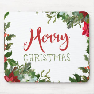 Merry Christmas greenery Mouse Pad