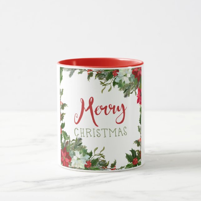 Merry Christmas greenery  Mug (Center)
