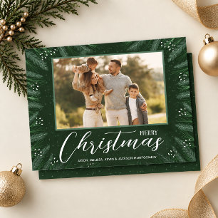 Merry Christmas Greenery Photo Holiday Card