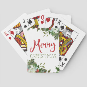 Merry Christmas greenery  Playing Cards