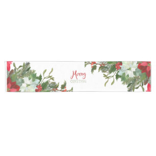 Merry Christmas greenery Short Table Runner