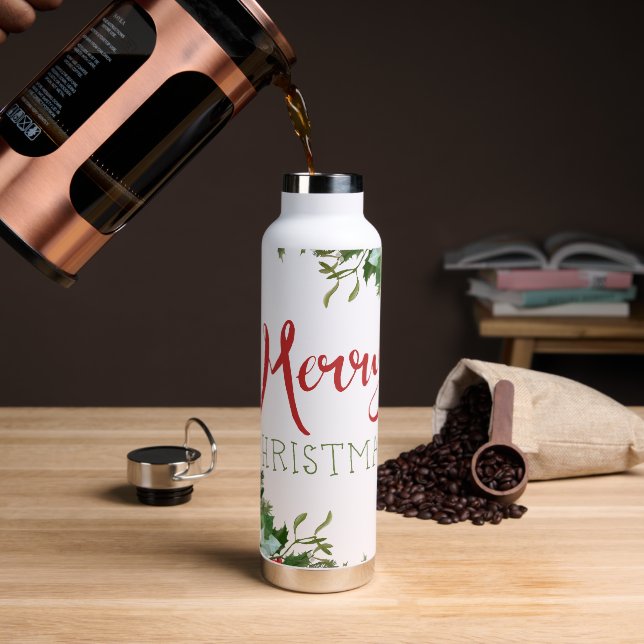 Merry Christmas greenery  Water Bottle (Coffee)