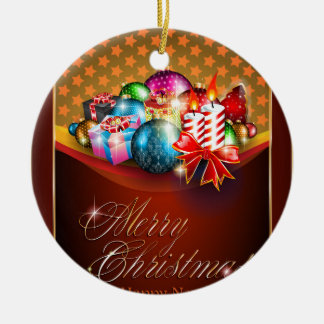 Merry Christmas Greeting Card Ceramic Ornament
