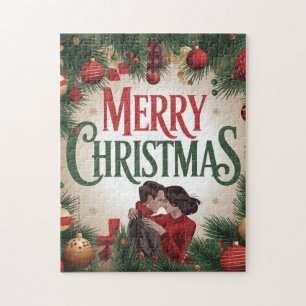 Merry Christmas Greeting Card for a Couple Jigsaw Puzzle