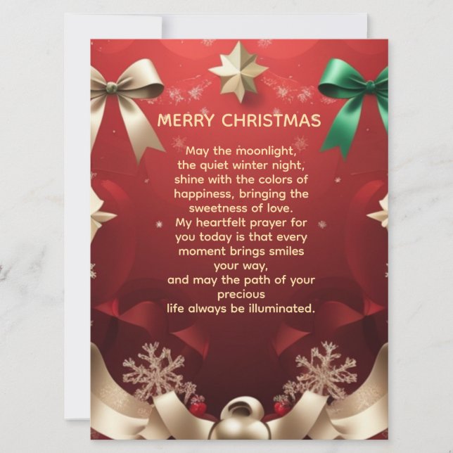 Merry Christmas Greeting Card with Festive Ribbons (Front)
