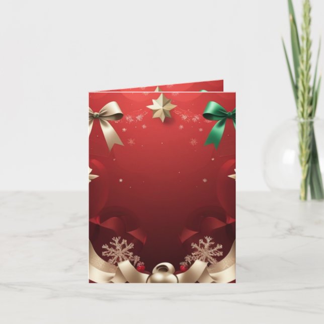 Merry Christmas Greeting Card with Festive Ribbons (Front)