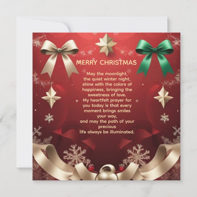Merry Christmas Greeting Card with Festive Ribbons (Front)