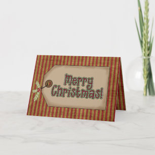 Merry Christmas Greeting Card with holly & tag