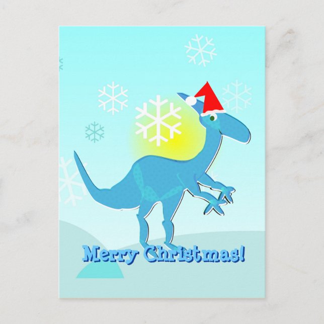 Merry Christmas Greeting Dinosaur Postcard (Front)