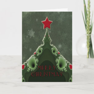 Merry Christmas Greeting - Fractal Tree and Star Holiday Card