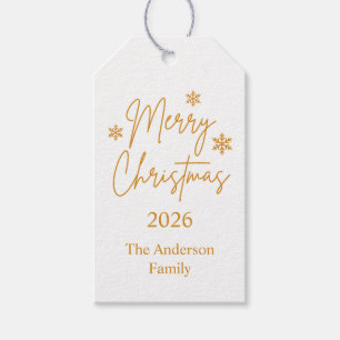 Merry Christmas Greeting Gold Gift Tags