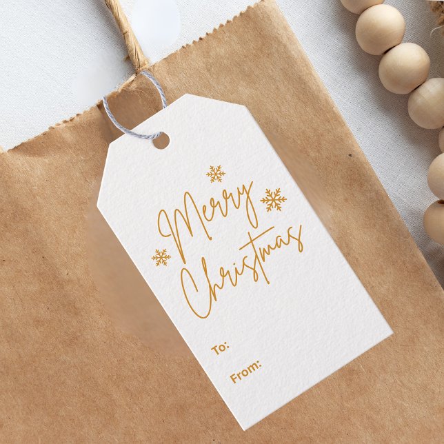 Merry Christmas Greeting Gold  Gift Tags (Creator Uploaded)