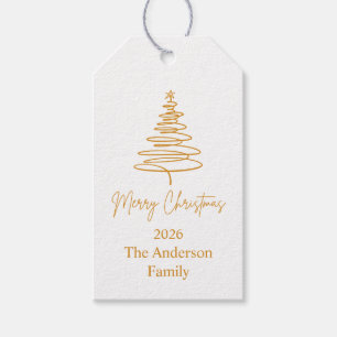 Merry Christmas Greeting Gold  Gift Tags