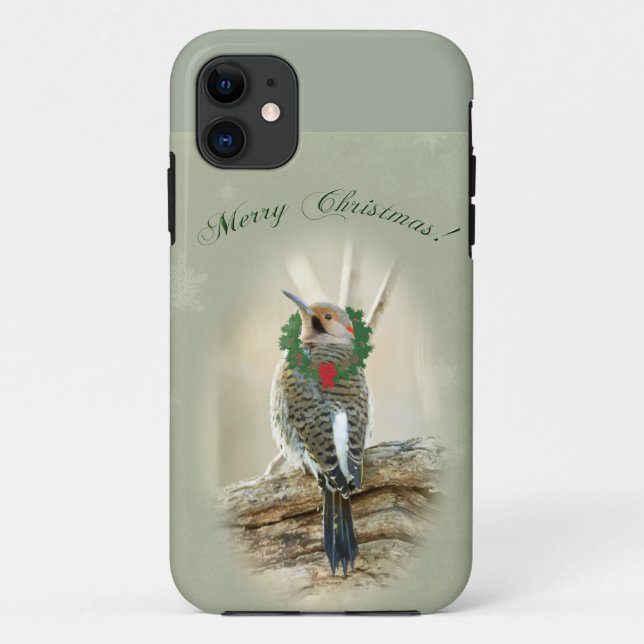 Merry Christmas Greeting - Northern Flicker Case-Mate iPhone Case (Back)