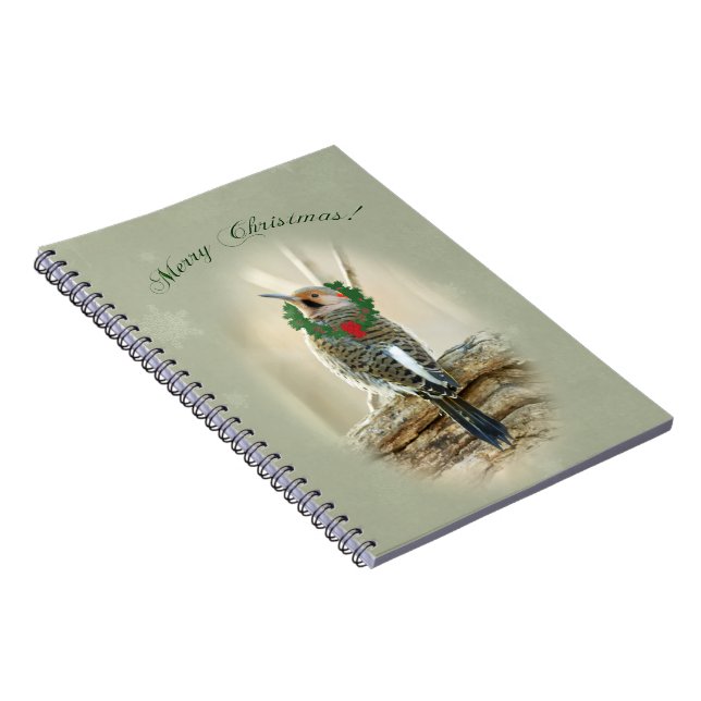 Merry Christmas Greeting - Northern Flicker Notebook (Right Side)