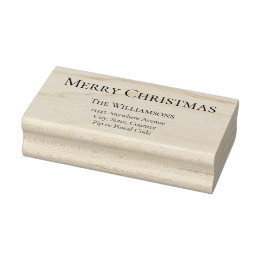 Merry Christmas Greeting Return Address #1 Rubber Stamp
