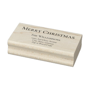 Merry Christmas Greeting Return Address #1 Rubber Stamp