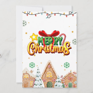 Merry Christmas Greeting with Gingerbread Houses Holiday Card