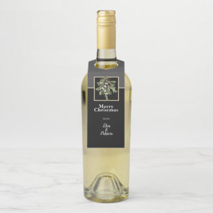 Merry Christmas Greeting with Mistletoe Bottle Tag