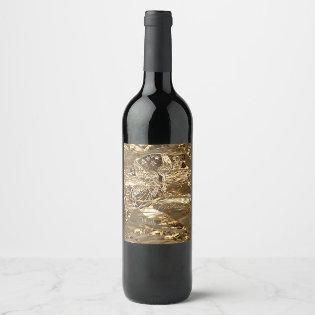 Merry Christmas Greetings Angels Playing Trumpet Wine Label (Front)