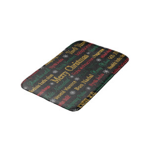 Merry Christmas Greetings in Different Language    Bath Mat