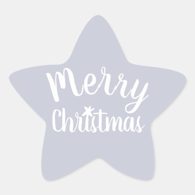 Merry Christmas Grey Star Sticker (Front)