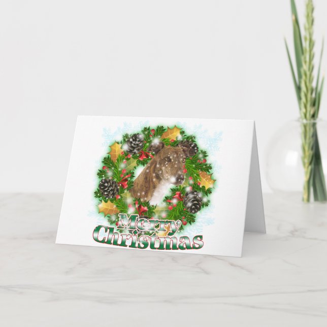 Merry Christmas Greyhound Holiday Card (Front)