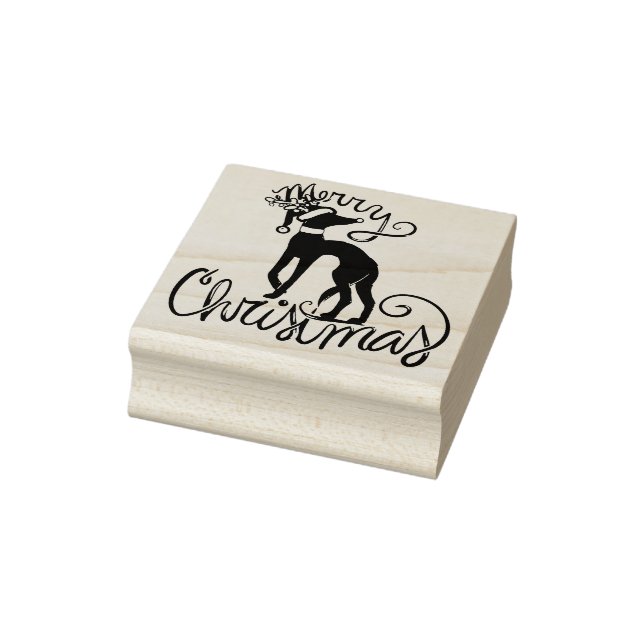 Merry Christmas Greyhound Reindeer Rubber Stamp (Stamp)