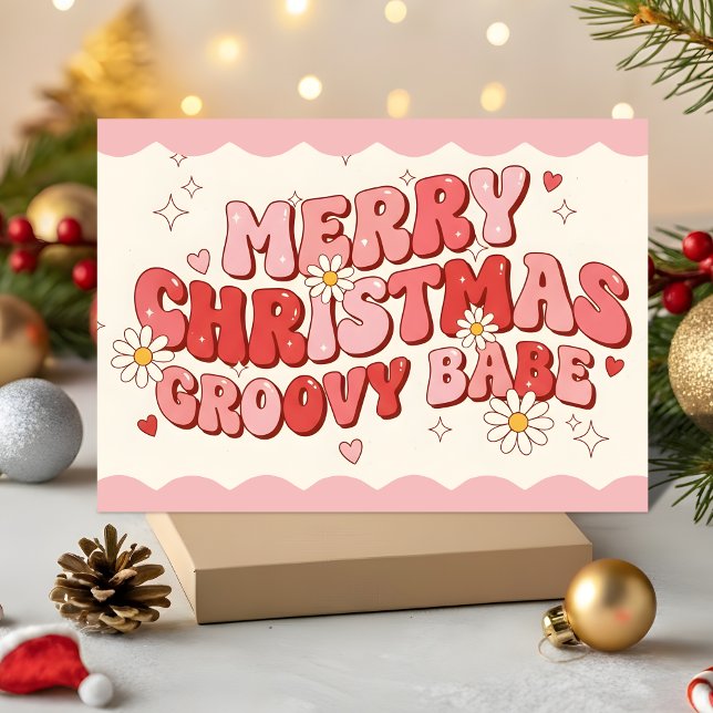 Merry Christmas Groovy Babe Holiday Card (Creator Uploaded)