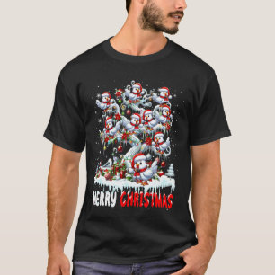 Merry Christmas Group Santa Chickens On Tree Colou T-Shirt