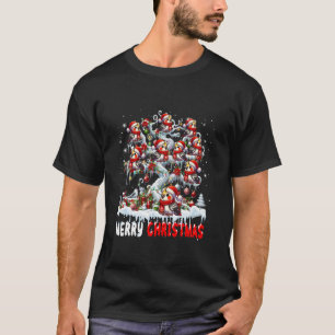 Merry Christmas Group Santa Cockatiels On Tree Flo T-Shirt