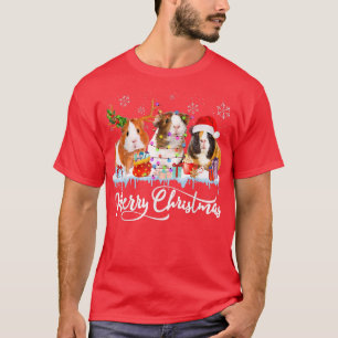 Merry Christmas Guinea Pig Light Reindeer Santa Ha T-Shirt