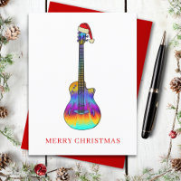 Merry Christmas Guitar Colourful 