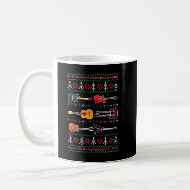 Merry Christmas Guitars Coffee Mug (Left)