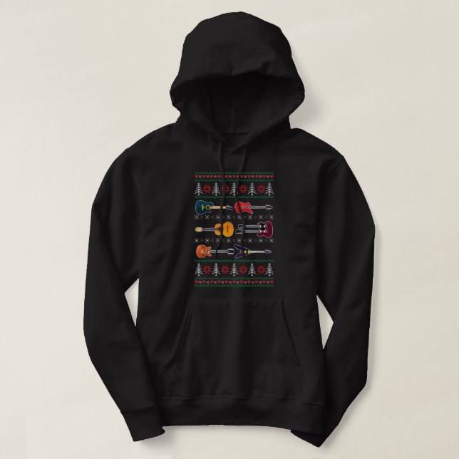 Merry Christmas Guitars Hoodie (Design Front)