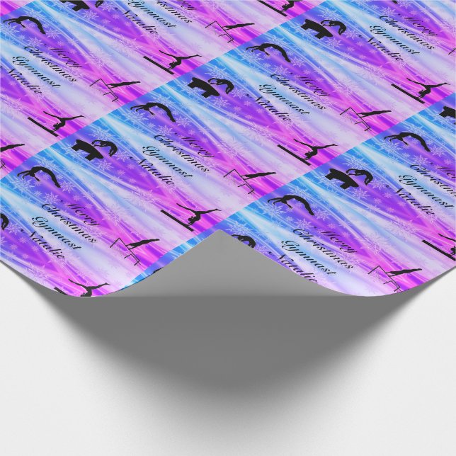 Merry Christmas Gymnast Custom Name   Wrapping Paper (Corner)