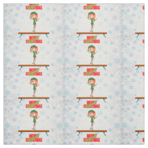 Merry Christmas Gymnast Elf Fabric