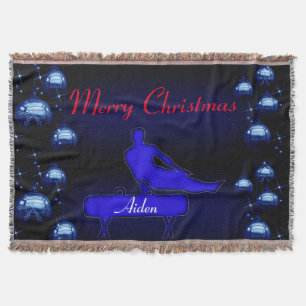 Merry Christmas Gymnastics Boys Personalized Throw Blanket