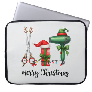 Merry Christmas Hairdresser Festive Stylist Xmas Laptop Sleeve