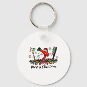 Merry Christmas Hairstylist Hairdresser Matching C Keychain