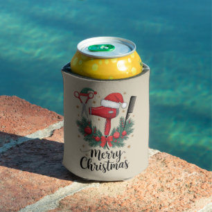 Merry Christmas Hairstylist Hairdresser Xmas Hair  Can Cooler