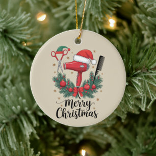 Merry Christmas Hairstylist Hairdresser Xmas Hair  Ceramic Ornament